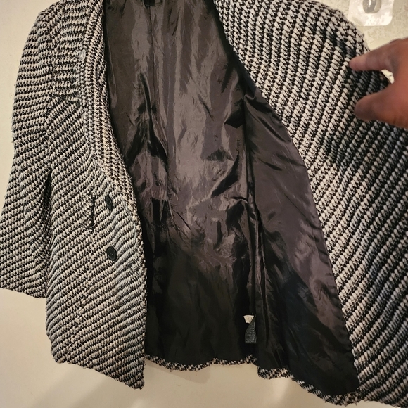 Amy Byer Black White Pea Coat Jacket Size M, No Belt - Picture 7 of 12